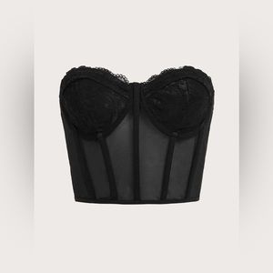 ICON Lace Insert Backless Bustier Crop top